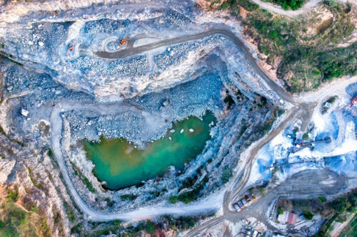Quarry seen from above, has a waste water problem we can solve.