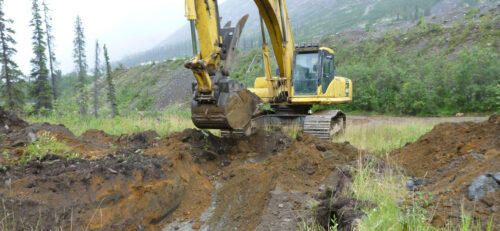 Excavator at Dome Mine, a client of Source Environmental Associates